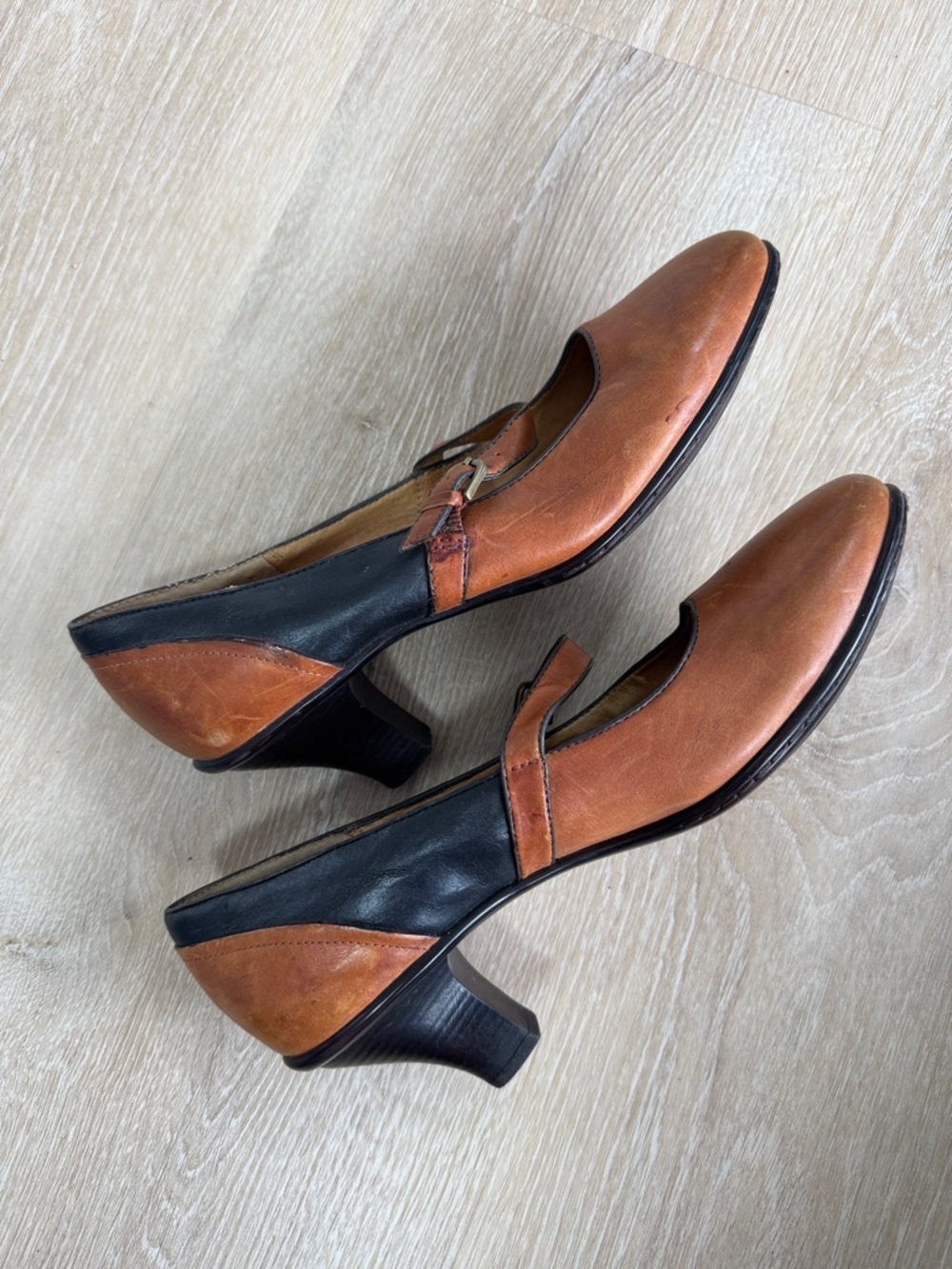 Softspots Two-Tone Mary Jane Heels in Brown and Black - Picture 3 of 6